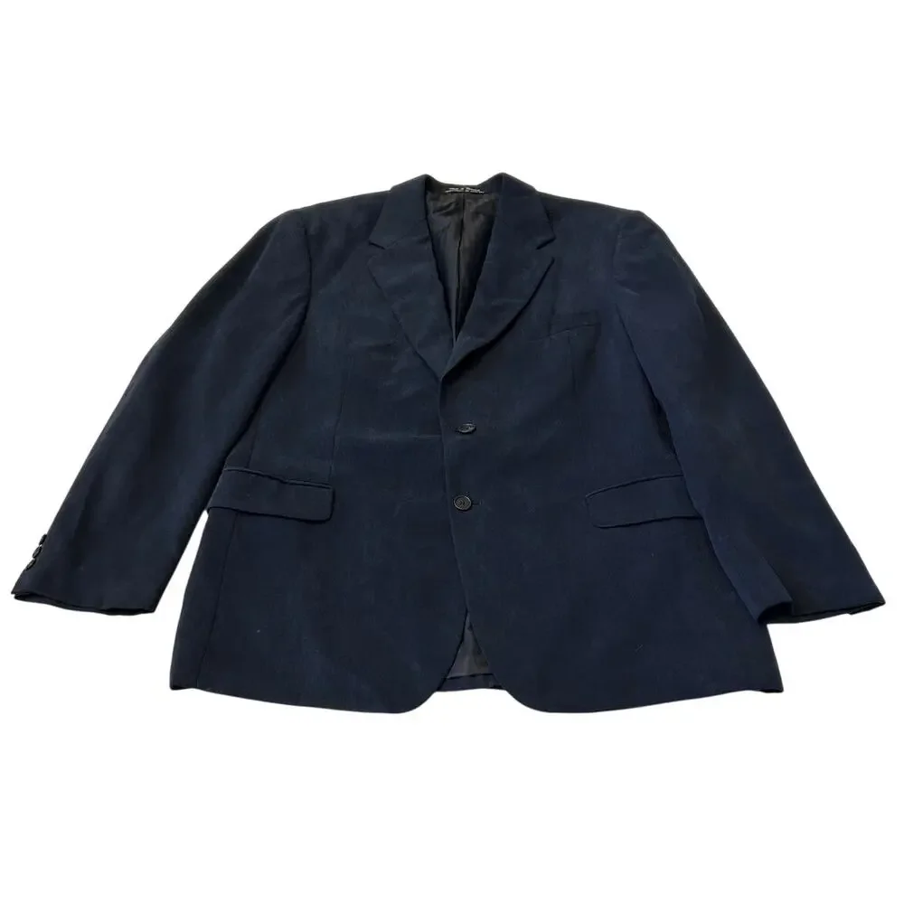 Boca Classics Men's Faux Suede Sport Coat 44L Blue 2 Button Very Soft